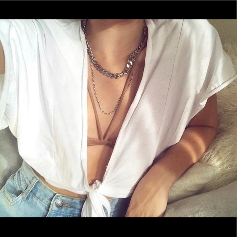 White tie front UO top
